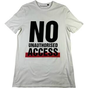 Neil Barrett No Unauthorised Access Mens M White Made in Italy Loose Fit